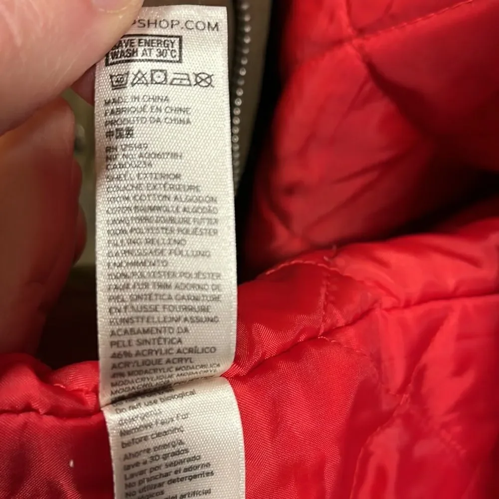 Top shop tan hooded full zip cargo coat